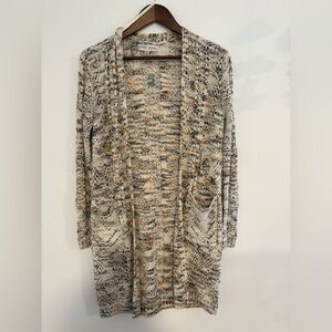 KNOX ROSE brown cream neutral open front cardigan pockets | boho bohemian cardi